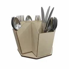 Porta Talher Giratório Organizador Multiuso Treco Garfo Faca Colher Controle Utensílios MDF DecoriBr