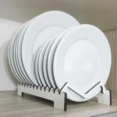 Organizador Porta Pratos 11 Pratos Vertical Suporte Armário Cozinha MDF Branco ou Carvalho Decori Br