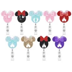 Cute Shiny Minnie Retractable Badge Reel , Enfermeira , Médico , Porta-Cartões , Escritório , Material De Cartão De Nome Hospitalar