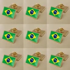 10 Peças Emblema Patriótico Nacional Do Brasil Quadrado Representante Bandeira Broche De Lapela Acessórios