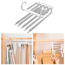 Cabide Para Calças Organizador Aço Inox Multifuncional Retrátil 5 em 1
