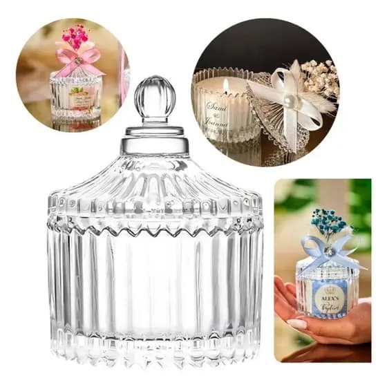 Mini Potiche de Vidro 90ml com Tampa  Bomboniere para Lembrancinhas, Casamento, Batizado e Decoração