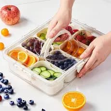 Pote Organizador de Geladeira Hermético Multiuso Com 8 Divisórias Para Alimentos e Verduras