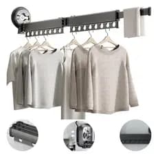 Cabideiro Varal De Roupas Parede Lavanderia Retrátil De Aluminio