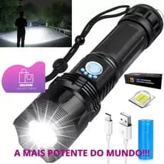 Lanterna Super Potente T9 P50 Tática Mais Forte Do Mundo Potente Sitio Fazenda Acampamento Camping