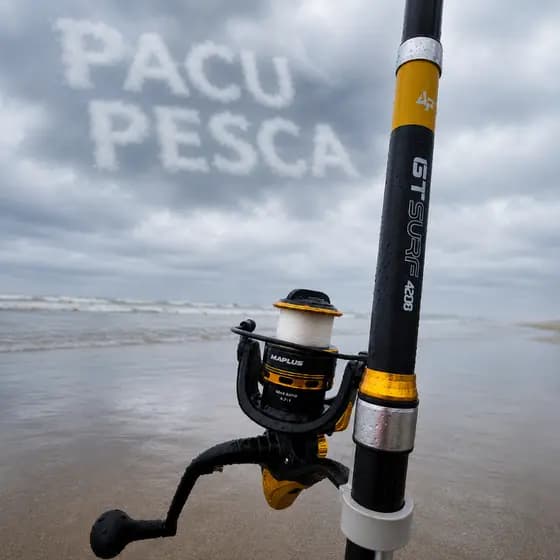 VARA PESCA PRAIA COSTÃO TELESCÓPICA GT SURF ALBATROZ 4,20m OPCIONAL C/ MOLINETE TR 4000 3 Rol. Alumínio