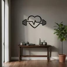 Quadro decorativo aplique de parede academia coração batimentos em mdf 3mm c/ dupla face