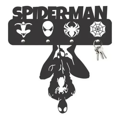 Porta Chaves Homem Aranha Decorativo Com Ganchos Mdf 3mm
