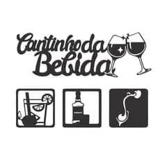Kit Cantinho da Bebida 4 Peças  mdf 3mm acompanha dupla face