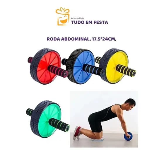 RODA ABDOMINAL DUPLA ABDOMINAL WHEEL REFORÇADA PROFISSIONAL COM PEGADA ANTIDERRAPANTE