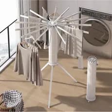 Varal de Chão Portátil Dobrável 1Andar 360º AçoInox 12Hastes