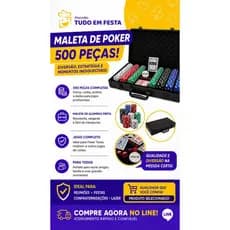 Maleta de Poker Profissional 500 Fichas Numeradas Holográficas Completa