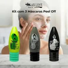 Kit com 3 Máscaras Peel Off - Pepino, Carvão Ativado, Total Black Max Love