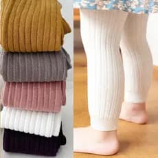 Leggings Casual De Cor Sólida P/ Meninas 1 PC Meia-Calça De Malha Canelada Quente Outono E Inverno Estilo Flexivel