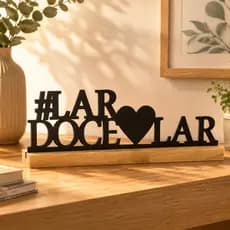 Frase Lar Doce Lar Madeira Pinus Decorativa Enfeite de Mesa Nicho Casa Decoração Estante