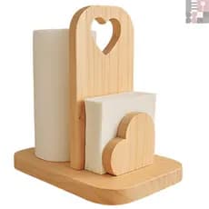 Porta Papel Toalha e Guardanapo Coração Madeira Pinus Grande Organizador Cozinha Mesa Posta