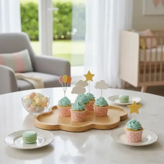 Bandeja de Madeira Pinus Decorativa Nuvem Lavabo Bebê Quarto Infantil Organizador Casa