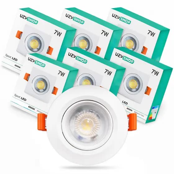 Kit 50 Luminária Led Spot 7W Redondo Quadrado Embutido Branco Quente Frio 3000k 6500K Bivolt