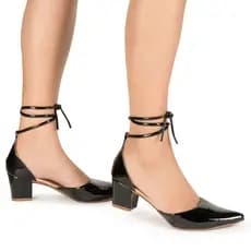 Sapato Scarpin Salomé Bico Fino feminino Amarração TENDENCIA
