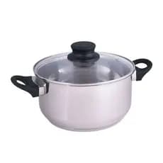 Caçarola Panela de Inox Fundo Triplo 3,2 Litros De 21cm Tampa Vidro