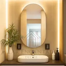 Espelho Oval Decorativo Lapidado 80x50 cm e 50x40 cm Acompanha Fita Dupla Face (SEM LED) - ENVIO IMEDIATO
