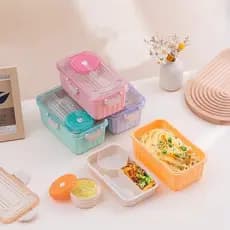 LUWAVE. Marmita Lancheira 2050ml Com Box Compartimentos E Vasilha（A tampa não pode ser aquecida junto）