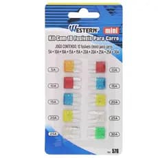 kit Mini fusíveis Para Automóveis Carros C/ 10 peças western