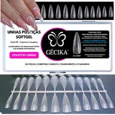 Softgel Stiletto Longa Unha Postiça Softgel Postiças Soft Gel Longa Alongamento de unhas Unha Gel D&Z Sioux Gecika