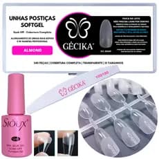 Kit Unhas SoftGel Almond Unha Postica Soft Gel Cola Sioux Unha Soft Gel Tip de Gel Realista Unha Gel