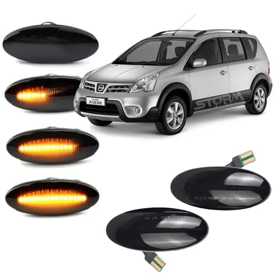 Par de Pisca Seta Sequencial Led Nissan Livina ano 2009 a 2014 lâmpada sinal repetidor dinâmico