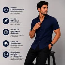 Camisa Social Masculina Manga Curta Lisa Basica Dia Dos Pais Envio Imediato
