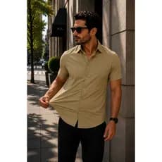 Camisa Social Slim Fit Masculina Tecnológica Estica Algodão Com Elastano Dia dos Pais