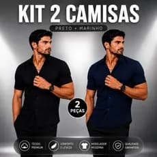 Kit 2 Camisa Social Masculina Premium Manga Curta Envio Imediato Dia dos Pais