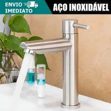Torneira De Pia Aço Inoxidável Acabamento Escovado Inox Para Banheiro 1/4 De Volta