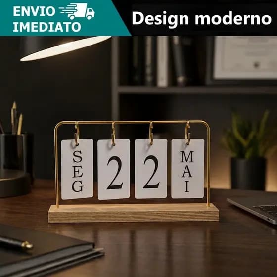 Calendário de Mesa Decorativo Permanente com Plaquinhas Dourado Escritório Sala De Estar Decoração