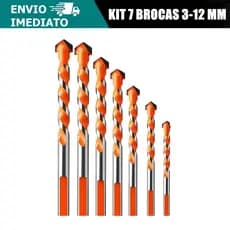Kit 4 Ou 7 Brocas Profissionais de Tungstênio 3-12mm - Concreto Metal Vidro Cêramica
