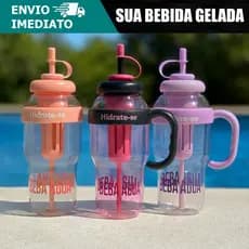 Garrafa de Agua Grande 1300ML Com Canudo Silicone com Filtro e Alça Acrilico Resistente Verao Estilo