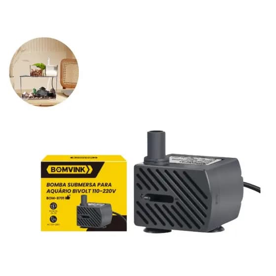 Bomba Submersa Bomvink Bivolt 150L/H para Aquário – Silenciosa, Econômica e de Alta Durabilidade