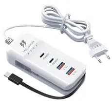 Carregador Multifuncional de 4 Portas 2 USB e 2 PD com Cabo de Extensão 1m e Tipo C - BINGO