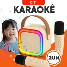 Caixa De Som Bluetooth Karaokê Infantil Com 2 Microfones Portátil