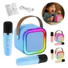 Caixinha Som Bluetooth 2 Microfones Karaokê Infantil Adulto