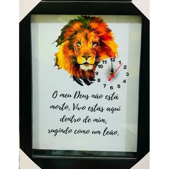Quadro Relógio madeira com moldura e vidro individual (Meu Deus não está morto)