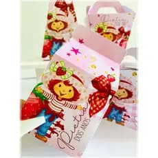 Lembrancinha Moranguinho Rosa Personalizada | Kit Festa Infantil Aniversário | Caixa Sacolinha Cone - PEGUE E MONTE