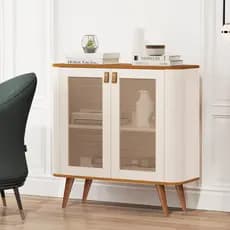 Aparador Buffet Jutaí Moderno 2 Portas | Puxador em Couro | Sala de Jantar Cozinha Decoração Luxo