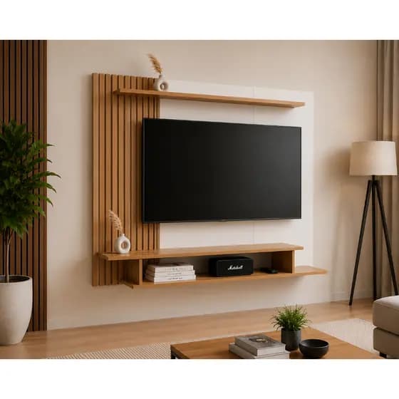 QUEIMA DE ESTOQUE! Painel Itália TVs de 43 Até 55 Polegadas Ripado 3D Moderno Rack Suspenso Sala Quarto Home Theater