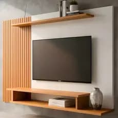 QUEIMA DE ESTOQUE! Painel Para TVs de 43 Até 55 Polegadas Premium Rack Suspenso Ripado 3D Moderno Sala e Quarto