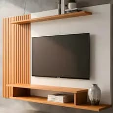 QUEIMA DE ESTOQUE! Painel Para TVs Até 55 Polegadas Itália Ripado Moderno Rack Suspenso Para Sala e Quarto Elegante