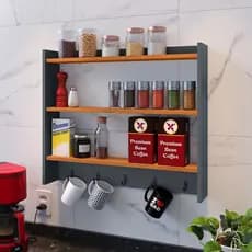 Porta Temperos Armario cozinha organizador Preto Cinamomo Suspenso suporte para xicara e canecas Amélia Cinza