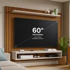 Painel Nairóbi Para TV Até 60 Polegadas Com Prateleira Suspensa E Nicho Moderno Simples Elegante