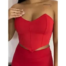 Cropped Corselet Morcego Tomara que Caia Sem Alça com Bojo Feminino